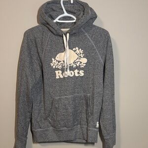 Roots organic original kanga hoodie grey with cream logo